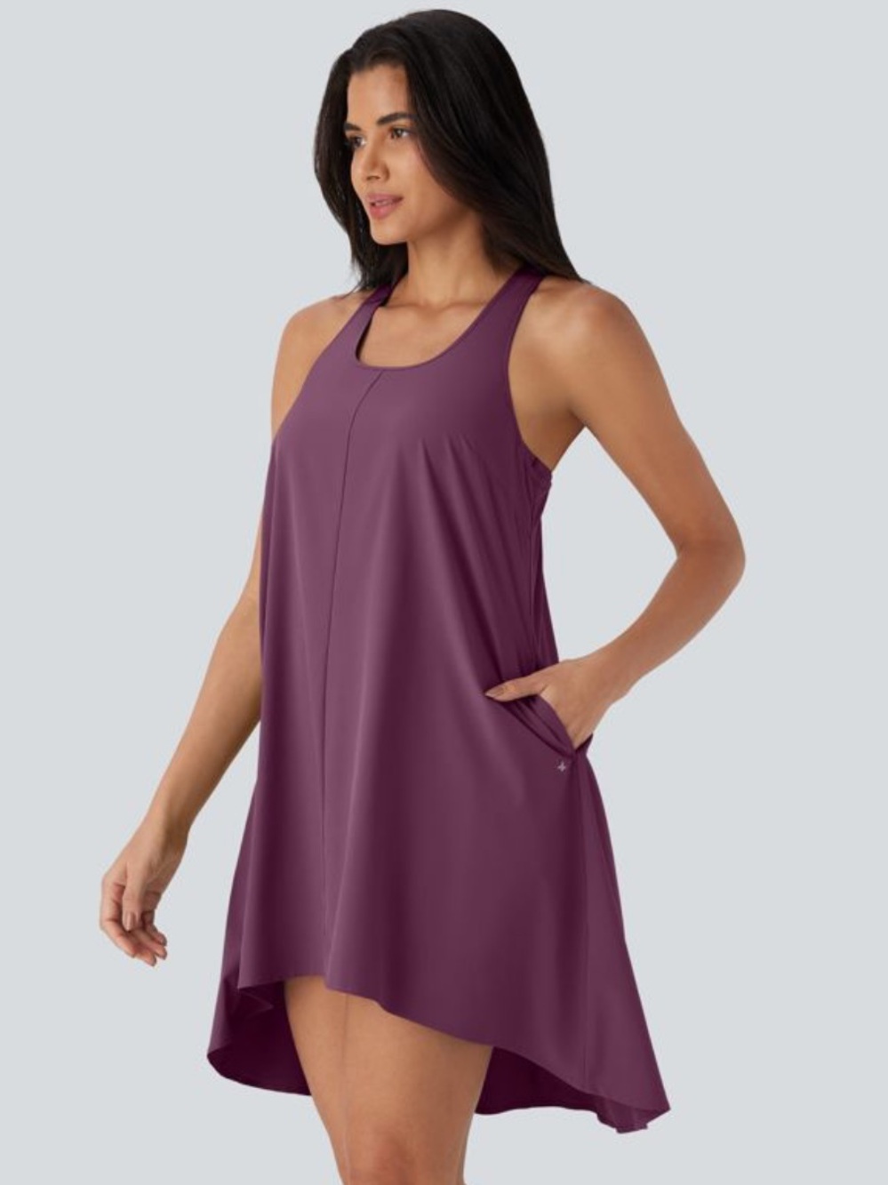 Breezeful™ RacerPocket High Low Flowy Mini Quick Dry Casual Dress